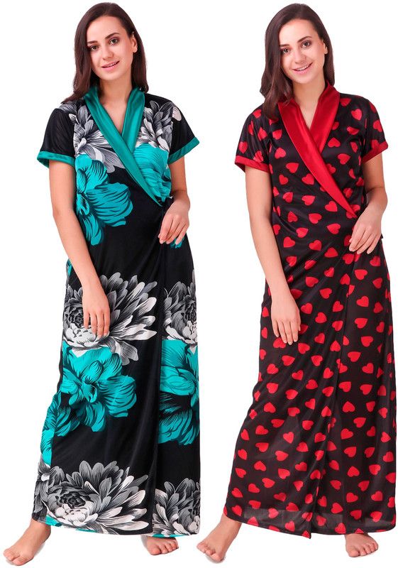 Pack of 2 Women Robe  (Maroon)