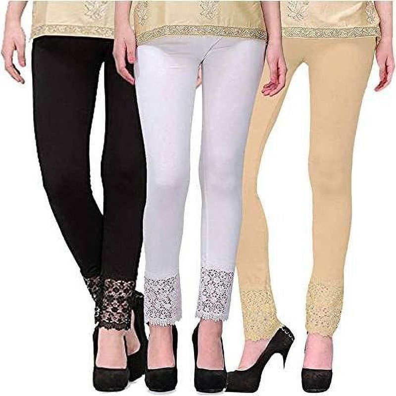 Leipzing Ankle Length Western Wear Legging  (Black, White, Beige, Solid)