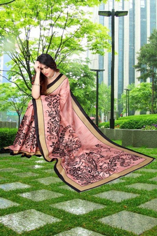 Printed Daily Wear Pure Silk Saree  (Pink)