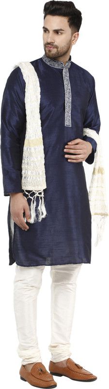 Men Kurta, Pyjama & Dupatta Set Pure Silk