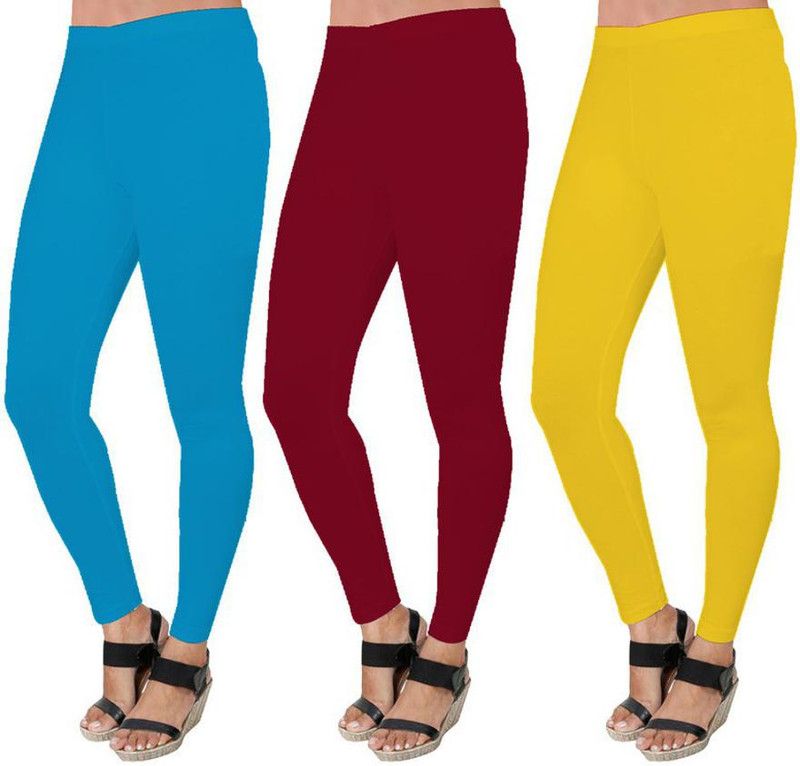 Lw Fashion Club Ankle Length Western Wear Legging  (Light Blue, Maroon, Yellow, Solid)