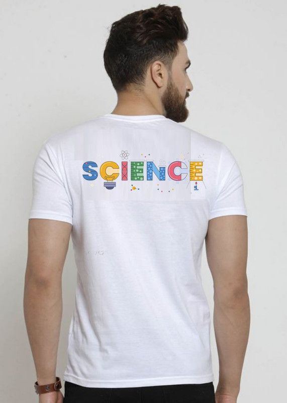 Black Side Printed New 100% Cotton T shirt SCIENCE PRINTED Men Printed, Solid Round Neck Cotton Blend White T-Shirt