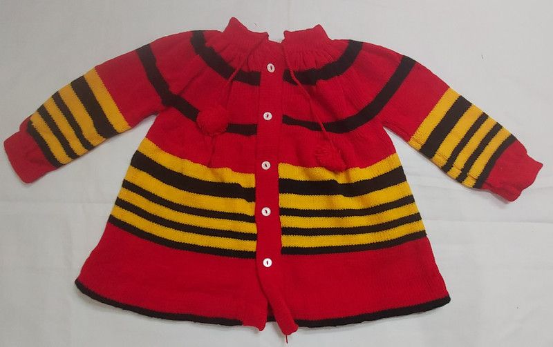 Baby Boys & Baby Girls Woven High Neck Red, Yellow, Black Sweater