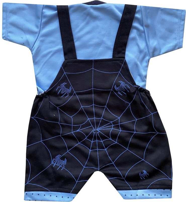 Dungaree For Boys & Girls Party Animal Print Cotton Silk  (Dark Blue, Pack of 1)