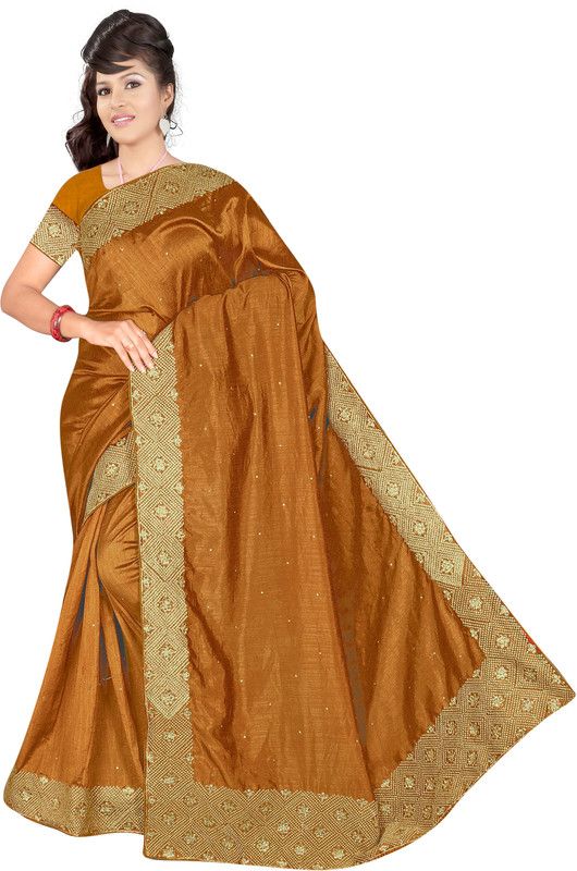 Embroidered, Self Design Bollywood Art Silk Saree  (Mustard)