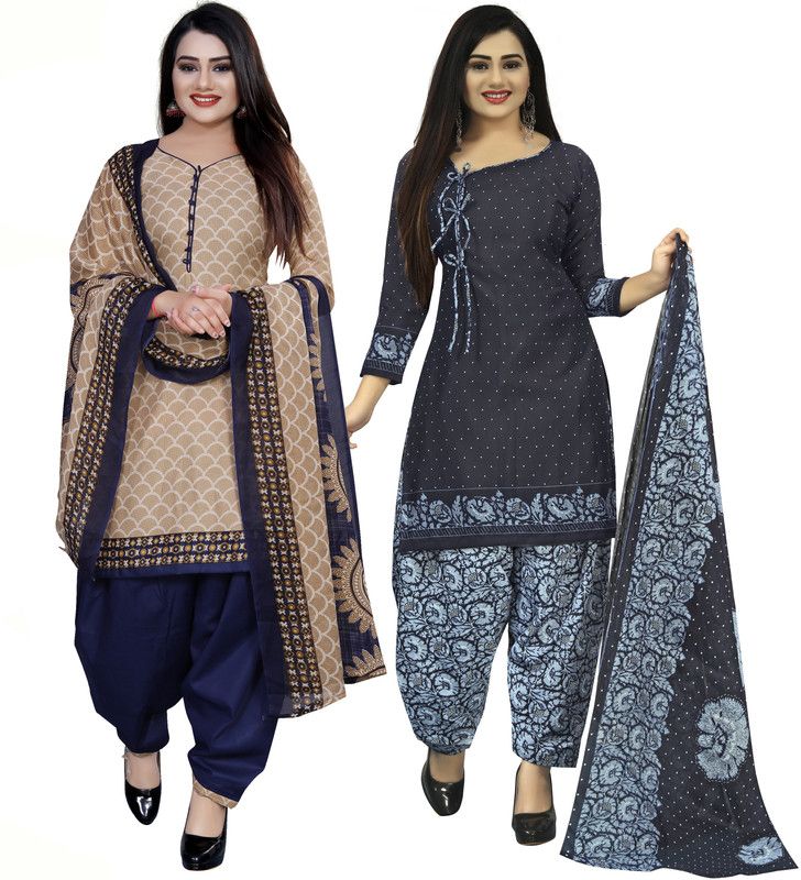 Unstitched Cotton Salwar Suit Material Floral Print