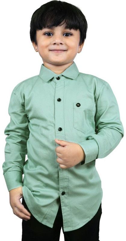 Boys Solid Formal Light Green Shirt