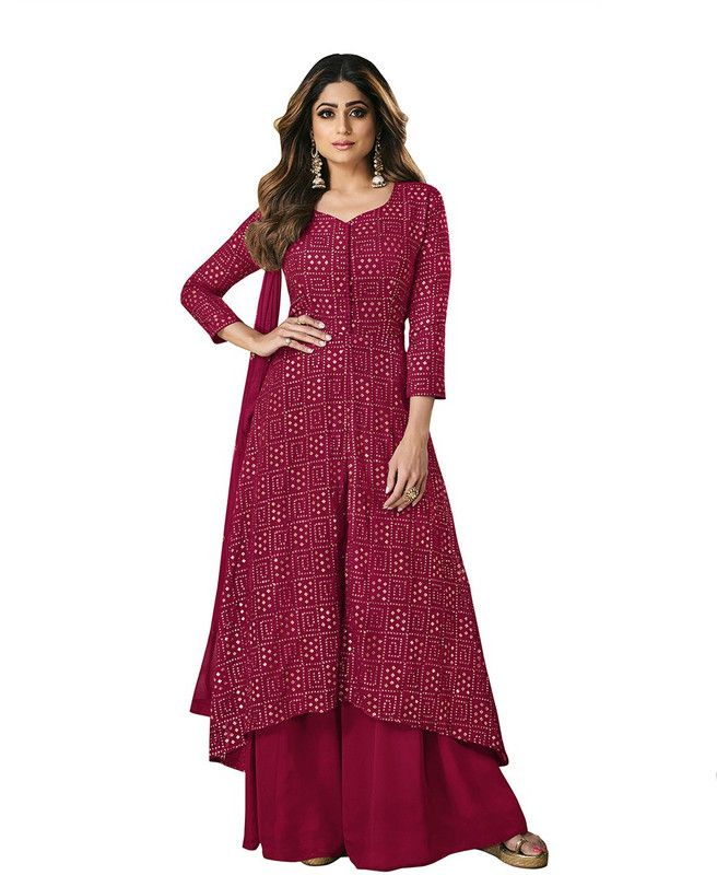 Unstitched Georgette Kurta & Palazzo Material Printed