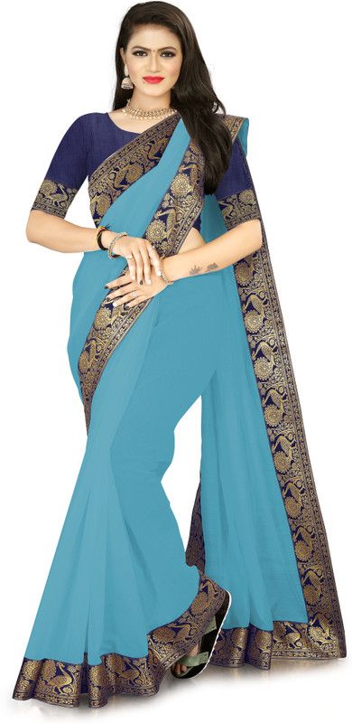 Banarasi Chanderi Saree  (Light Blue)