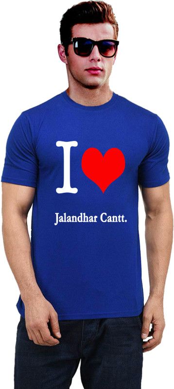 R-SC-2019-2812 Men Printed Round Neck Cotton Blend Blue T-Shirt