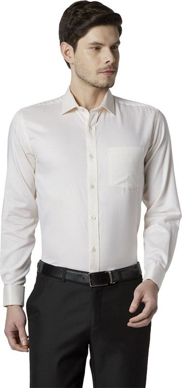 Men Regular Fit Self Design Cut Away Collar Casual Shirt