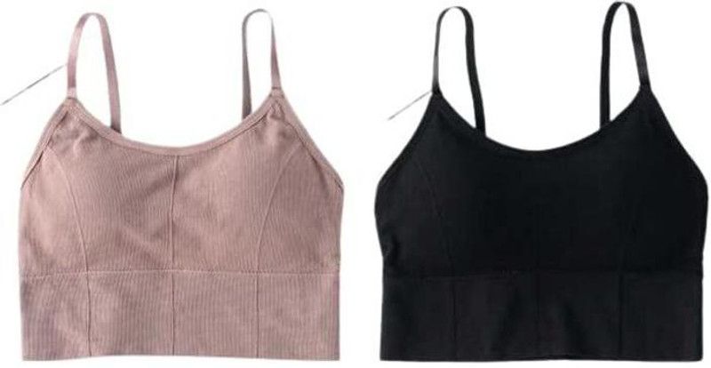 Pack of 2 Women Everyday Heavily Padded Bra  (Black, Pink)