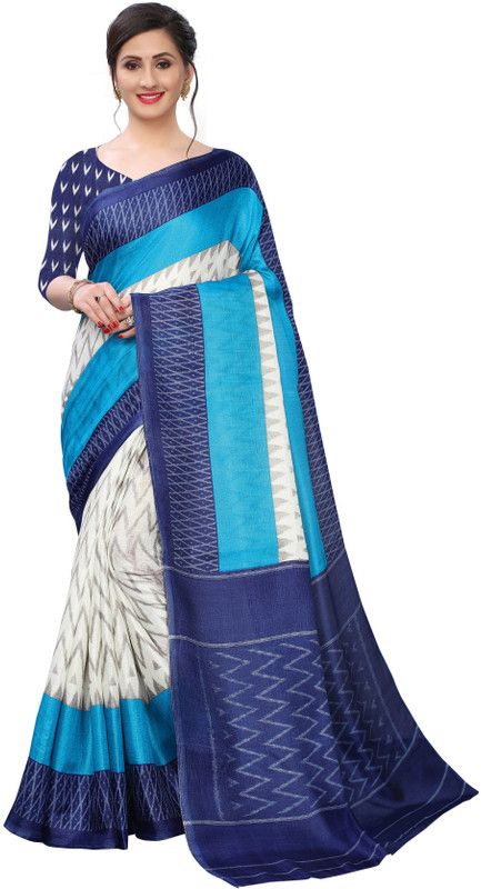 Ikkat Pure Silk Saree  (Multicolor)