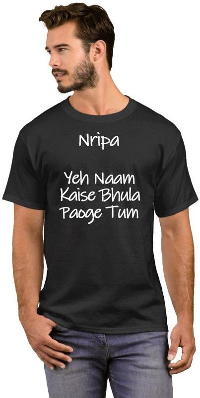 Nripa Ye Naam Kaise bhula paoge tum Men Typography Round Neck Cotton Blend White, Black T-Shirt