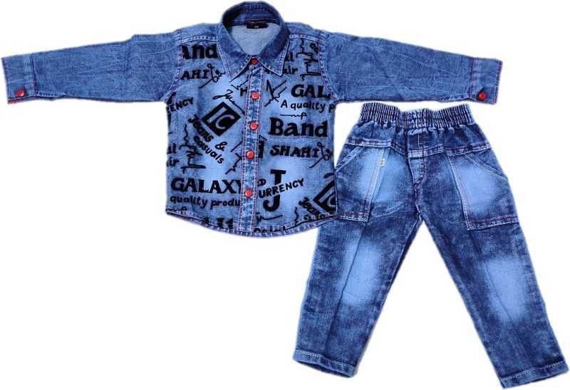 Baby Boys Party(Festive) Pant Shirt  (Blue)