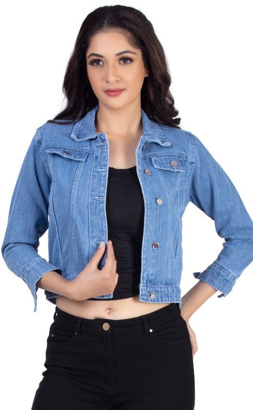 WJ01 Women Solid Denim Casual Jacket