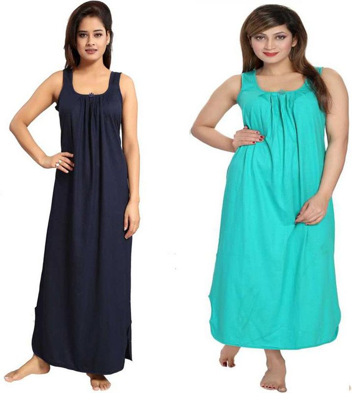 Women Night Dress  (Dark Blue, Green)