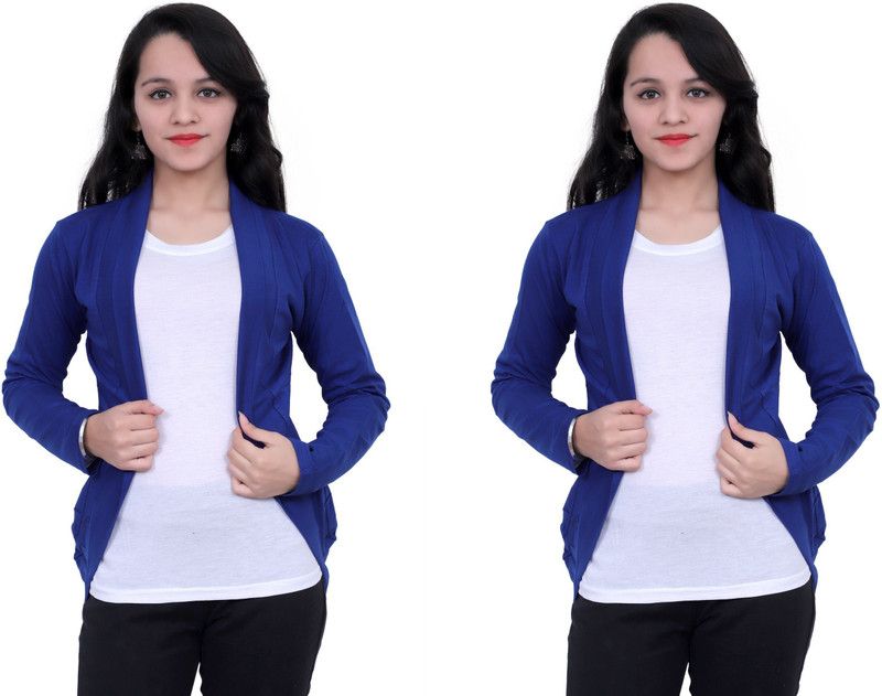 Girls Full Sleeve Blue Shrug