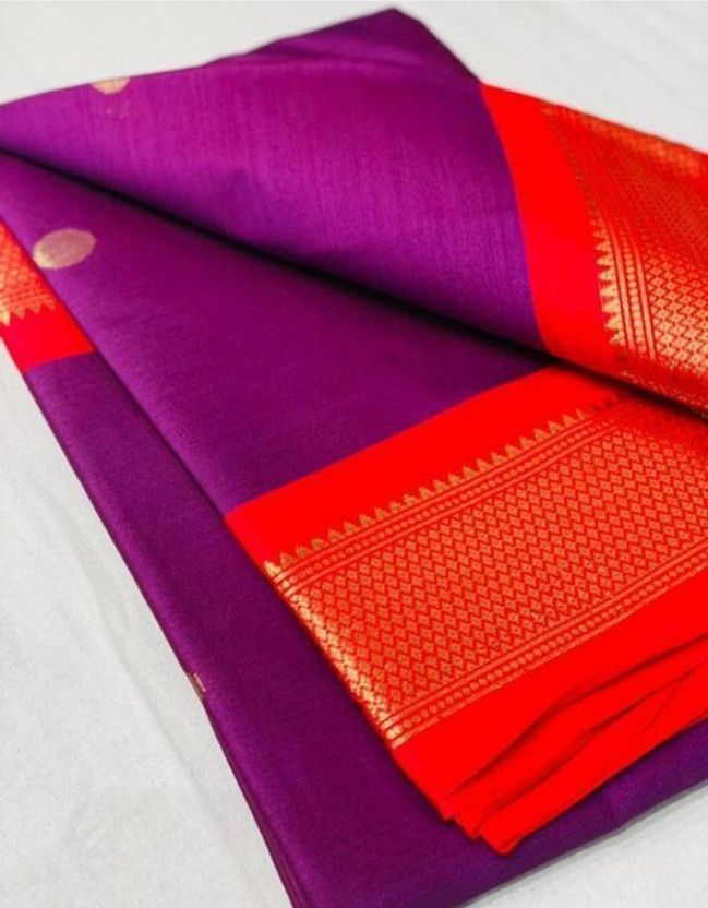 Woven Paithani Pure Silk Saree  (Purple)