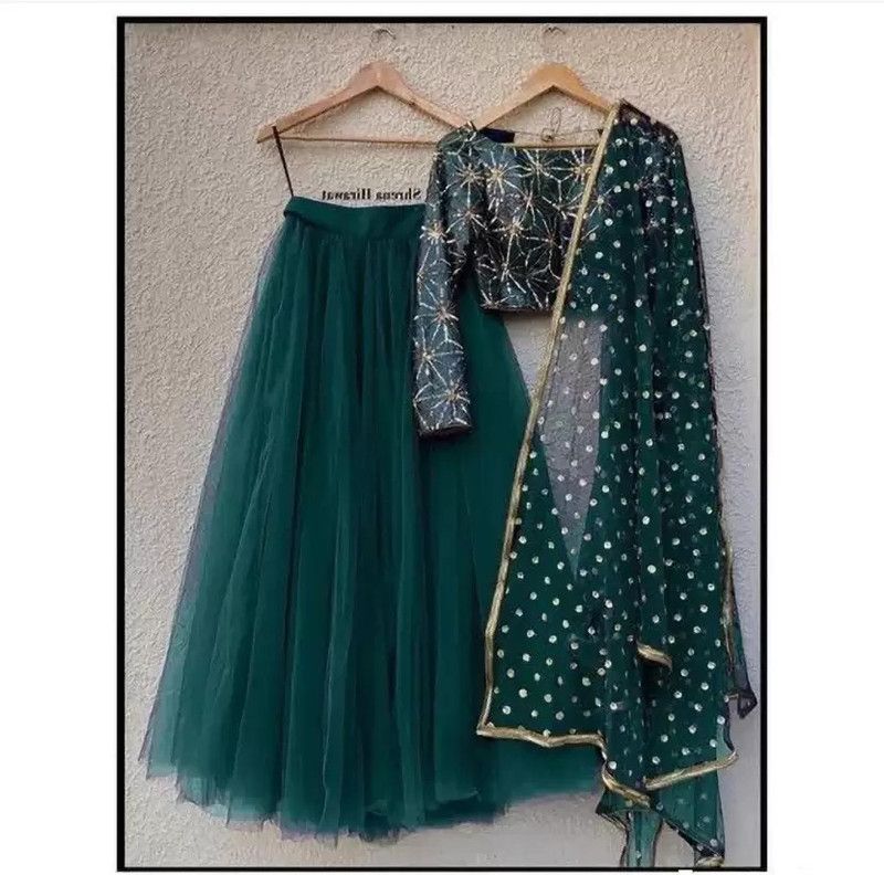 Embroidered Semi Stitched Lehenga Choli  (Blue)