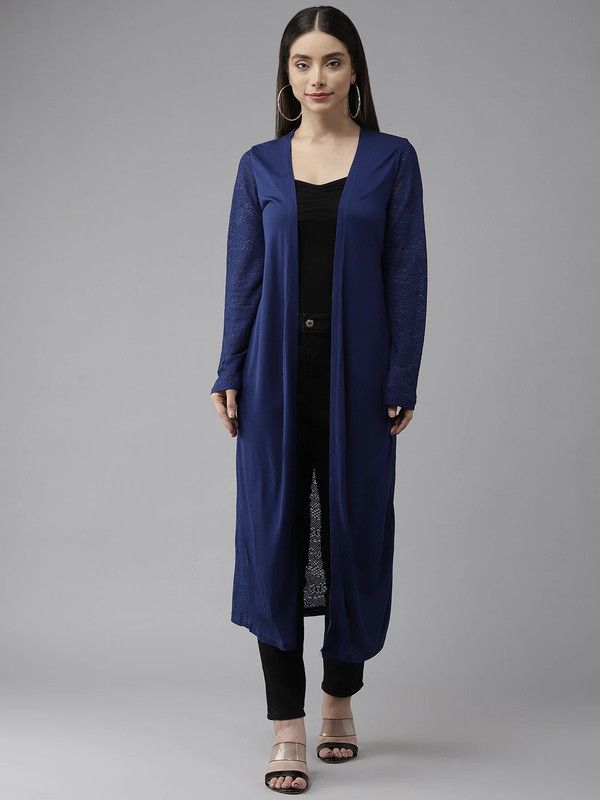Women Full Sleeve Blue Shrug