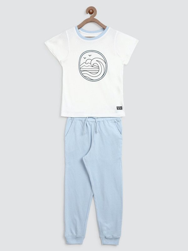 Boys Casual T-shirt Shorts  (Blue)