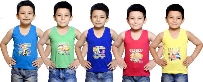 Vest For Boys Cotton Blend  (Multicolor, Pack of 5)