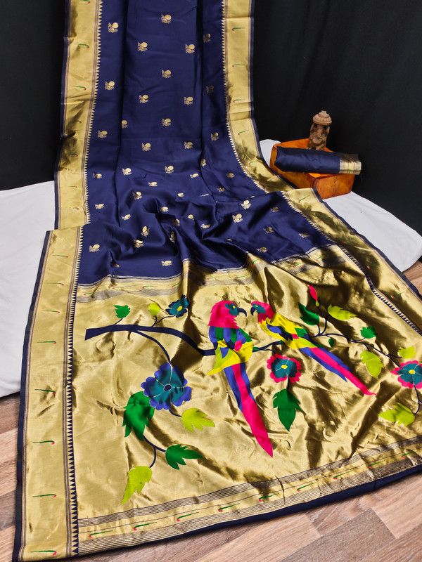 Bhagalpuri Silk Blend, Art Silk Saree  (Blue)