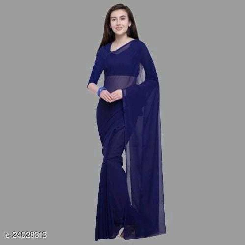 Fashion Georgette Saree  (Blue)