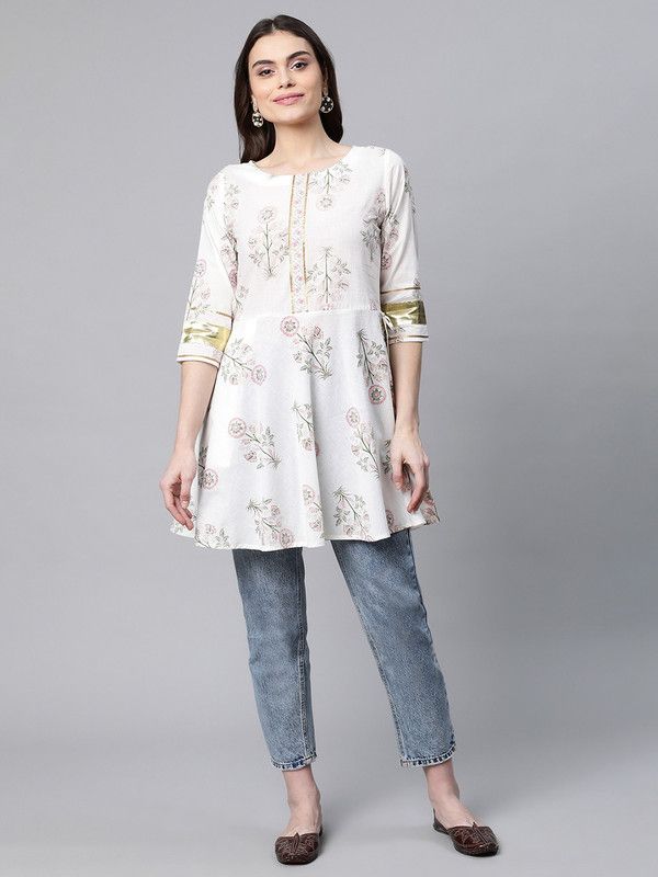 Casual Regular Sleeves Floral Print Women Beige Top