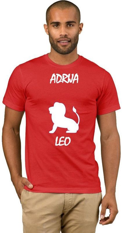 Adrija Zodiac Leo Style Fashion V07 Men Printed Round Neck Cotton Blend Red T-Shirt
