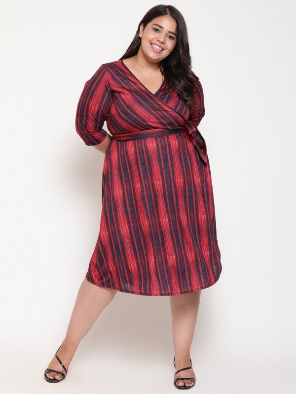 Women Wrap Red, Black Dress