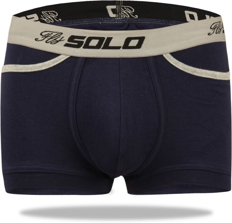 Neo-Tech Fabric Ultra Soft Comfy Breathable Cotton Stretch Boxer Short Trunk with Contrast Pocket (Navy) Men Trunks