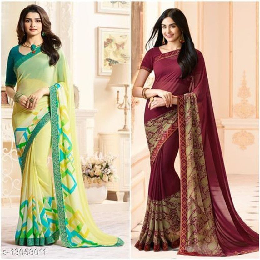 Floral Print Daily Wear Georgette, Chiffon Saree  (Multicolor)