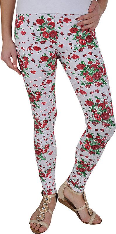 KOTTY Ethnic Wear Legging  (Red, Green, White, Floral Print)
