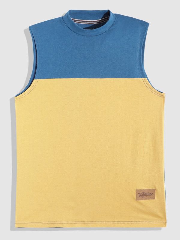 Boys Colorblock Pure Cotton T Shirt  (Blue, Pack of 1)