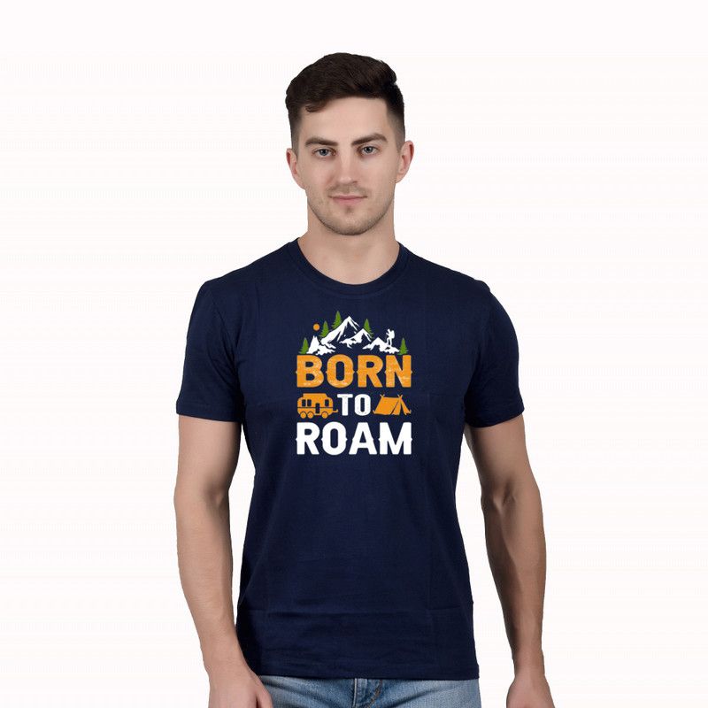 Cotton Printed T shirt for men’s Fashion Men Printed Round Neck Pure Cotton Navy Blue T-Shirt