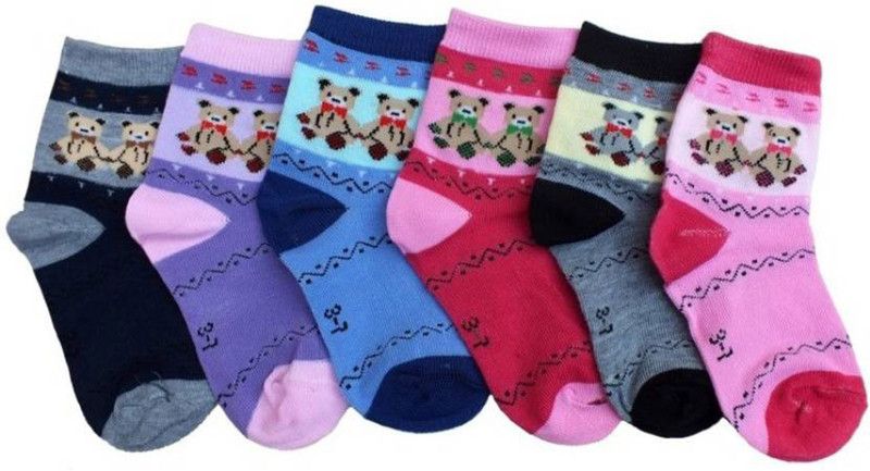 Boys & Girls Graphic Print Ankle Length  (Pack of 6)