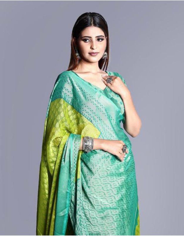 Fashion Chiffon Saree  (Green, Blue)