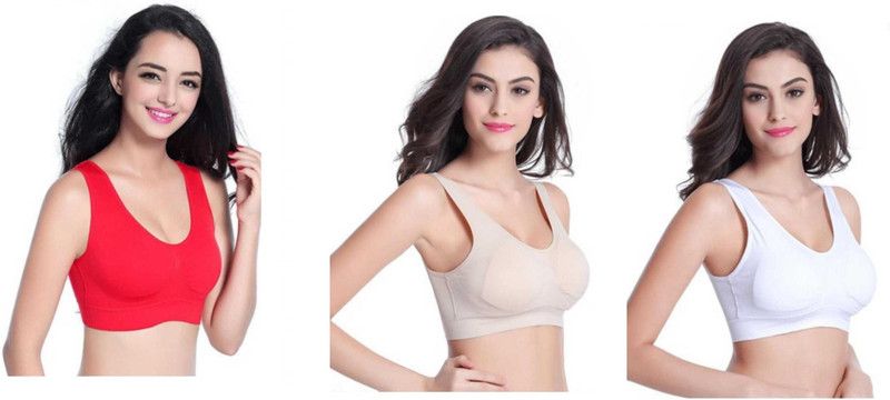 Pack of 3 Women Sports Non Padded Bra  (Red, Beige, White)
