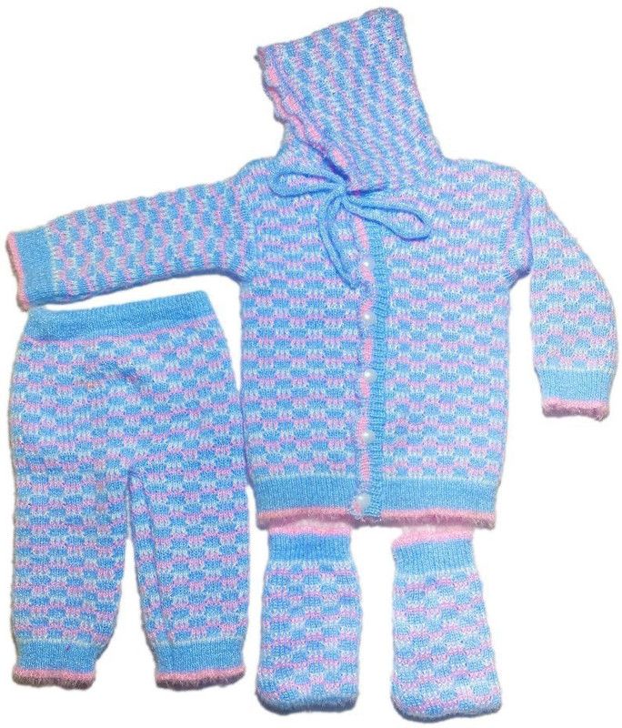 Baby Girls Casual Sweatshirt Pyjama  (Blue)