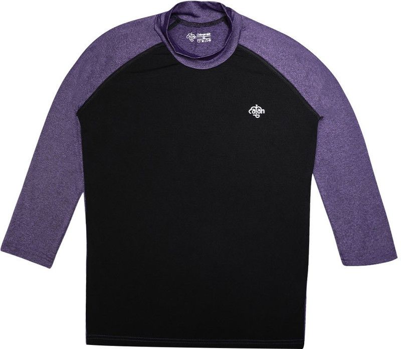 Boys Colorblock Polyester T Shirt  (Purple, Pack of 1)