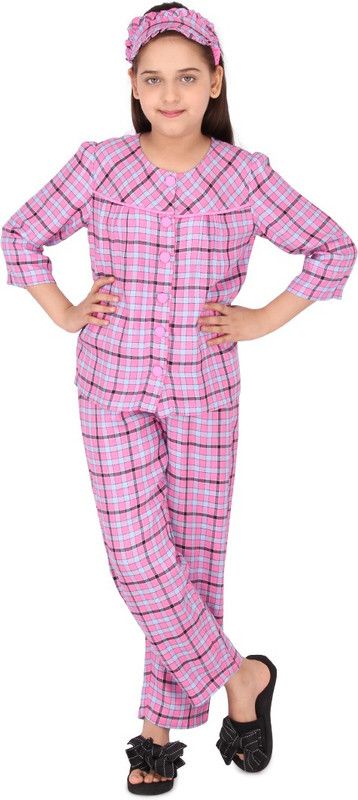 Girls Shirt & Pyjama set Multicolor Checkered