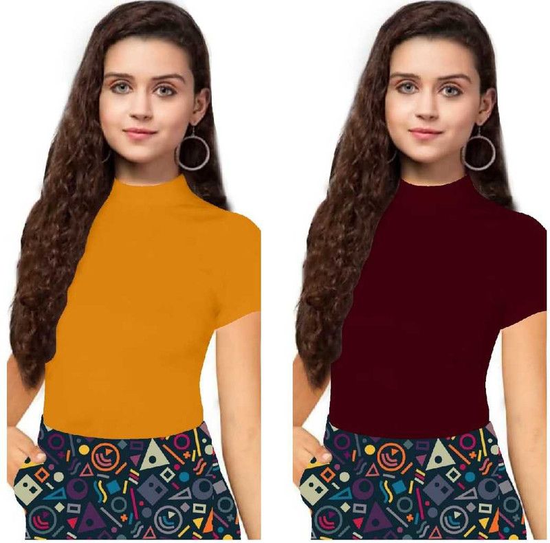 Casual Women Yellow, Maroon Top