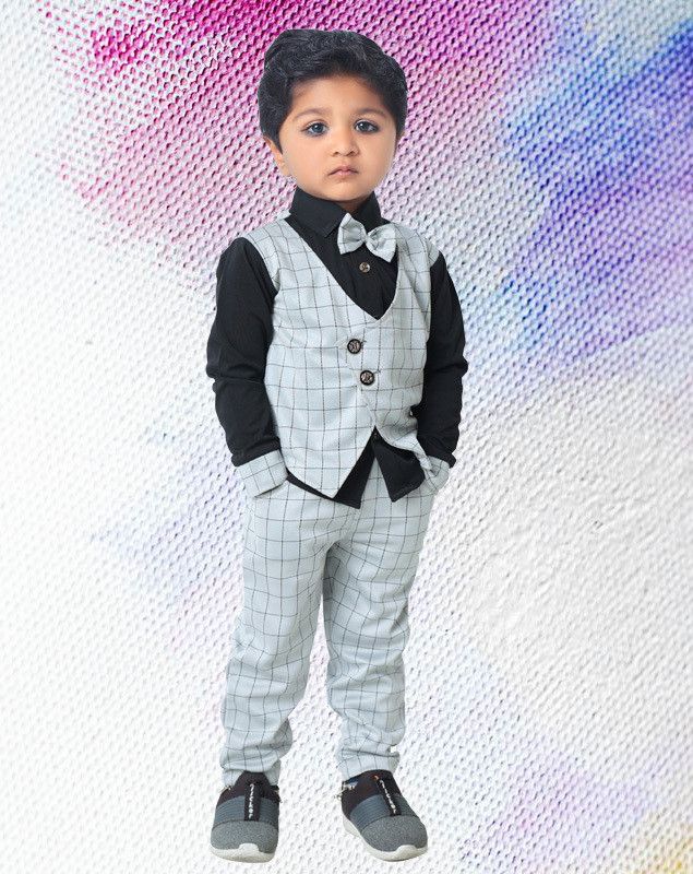 Fabmytra Baby Boys Party(Festive) Waistcoat Pant  (White)