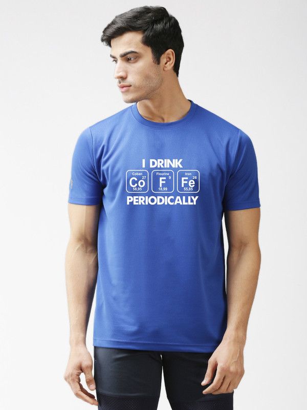 Dryfit Micropolyester Tshirt for Men's Round Neck Half Sleeves Sports Casual Men Typography Round Neck Polyester Blue T-Shirt
