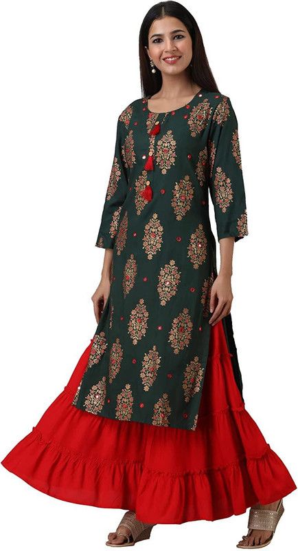 Women Pure Linen Kurta and Sharara Set