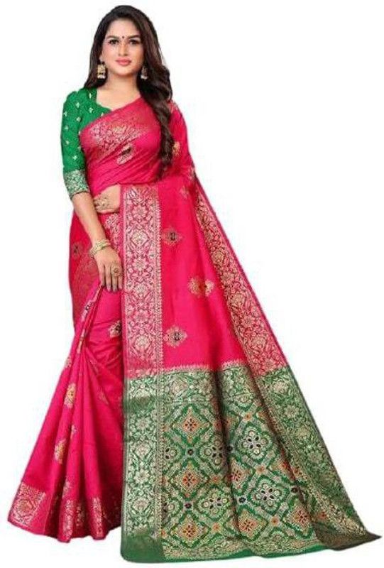 Solid/Plain Kanjivaram Art Silk Saree  (Magenta)