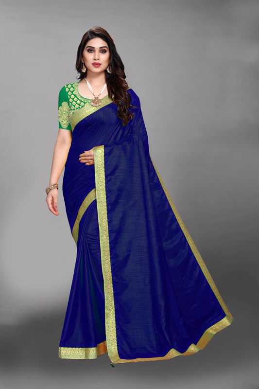 Solid/Plain Ikkat Chiffon Saree  (Blue)