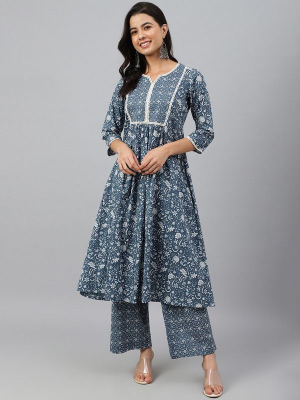 - Women Pure Cotton Kurta and Palazzo Set
